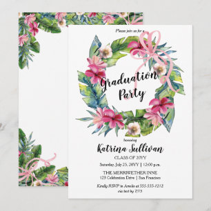 Invitation Boho Feuilles Tropicales Fête de Remise de Diplô
