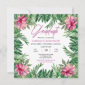 Invitation Boho Feuilles Vertes | Fête de Remise de Diplômes  (Devant)