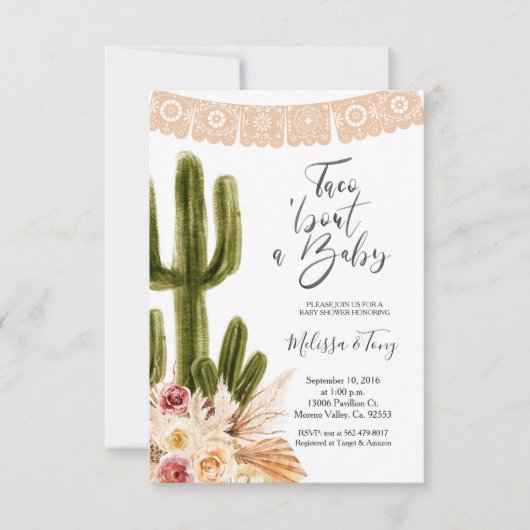 Invitation Boho Fiesta Taco à propos d'amour Baby shower Invi (Devant)