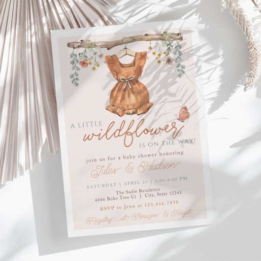 Invitation Boho fille Fleur sauvage bébé en fleurs douche