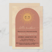 Invitation Boho fille minimaliste Bonjour Sunshine baby showe (Devant / Derrière)