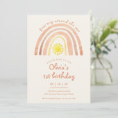 Invitation Boho First Trip Around Sun Rainbow 1st Birthday (Debout devant)
