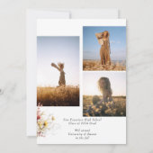 Invitation Boho Fleur sauvage 3 Photo Graduation Party (Dos)