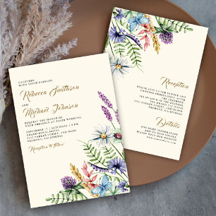 Invitation Boho Fleur sauvage All in One Cream Mariage