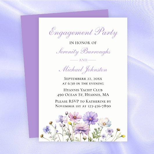 Invitation Boho Fleur sauvage aquarelle Fiançailles Floral