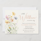 Invitation Boho Fleur sauvage Aquarelle Taupe bébé fille Douc (Devant)