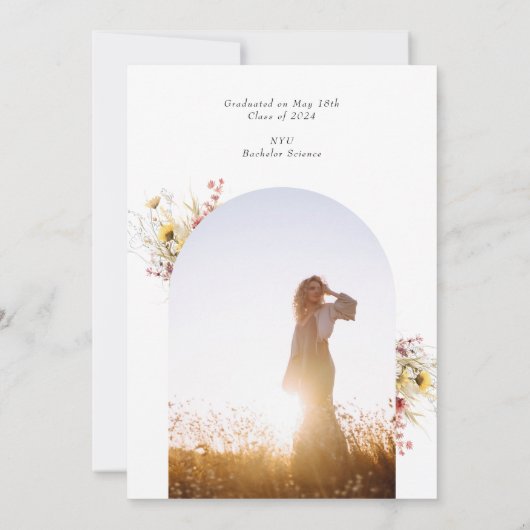 Invitation Boho Fleur sauvage Arch Photo Graduation Party (Dos)