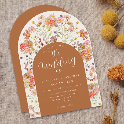 Invitation Boho Fleur sauvage Automne Arch Mariage Terracotta