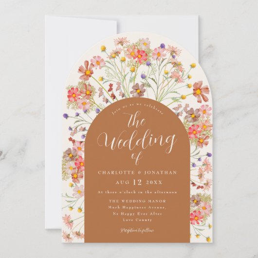 Invitation Boho Fleur sauvage Automne Arch Mariage Terracotta (Devant)