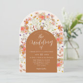 Invitation Boho Fleur sauvage Automne Arch Mariage Terracotta (Debout devant)
