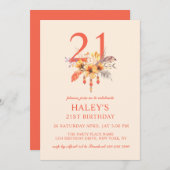 Invitation Boho Fleur sauvage Automne Automne Floral 21e Anni (Devant / Derrière)