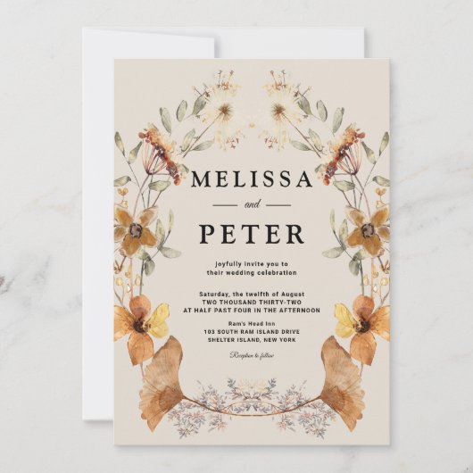 Invitation Boho Fleur sauvage Automne Floral Arc Mariage (Devant)