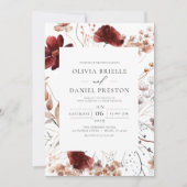 Invitation Boho Fleur sauvage Automne tout en un QR Code Mari (Devant)