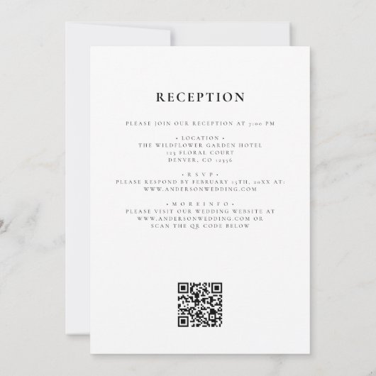 Invitation Boho Fleur sauvage Automne tout en un QR Code Mari (Dos)
