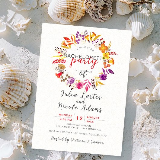 Invitation Boho Fleur sauvage Automne Wreath Bachelorette Par