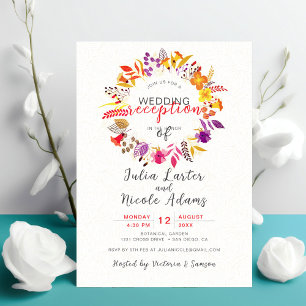 Invitation Boho Fleur sauvage Automne Wreath Réception de mar