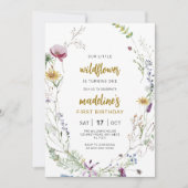 Invitation Boho Fleur sauvage Baby 1er anniversaire Invitatio (Devant)