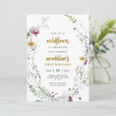 Invitation Boho Fleur sauvage Baby 1er anniversaire Invitatio (Debout devant)