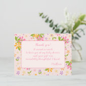 Invitation Boho Fleur sauvage Baby Girl Douche Merci Note (Debout devant)
