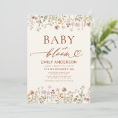 Invitation Boho Fleur sauvage Baby in Bloom Baby shower (Debout devant)