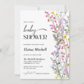 Invitation Boho Fleur sauvage Baby shower aquarelle Floral (Devant)