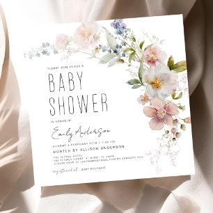 Invitation Boho Fleur sauvage Baby shower élégant moderne
