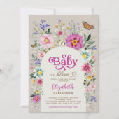 Invitation Boho Fleur sauvage bébé en Fleur fille douche (Devant)