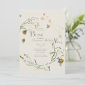 Invitation Boho Fleur sauvage Bee Beige Fête des mariées (Debout devant)