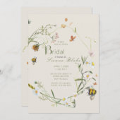 Invitation Boho Fleur sauvage Bee Beige Fête des mariées (Devant / Derrière)