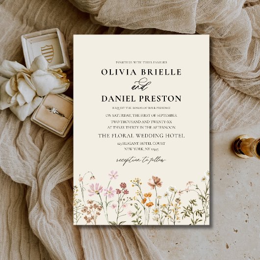 Invitation Boho Fleur sauvage Beige Garden Mariage