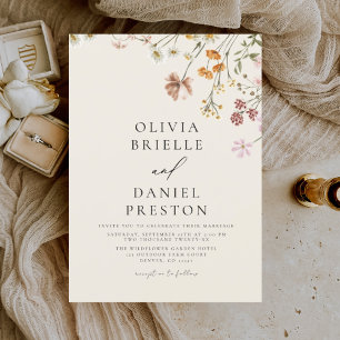 Invitation Boho Fleur sauvage Beige Garden Mariage