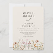 Invitation Boho Fleur sauvage Beige Photo Jardin Mariage (Devant)