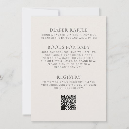Invitation Boho Fleur sauvage Beige QR Code Baby shower (Dos)