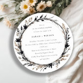 Invitation Boho Fleur sauvage Black Fall Wreath Couples Douch