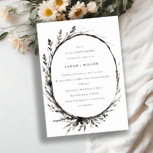 Invitation Boho Fleur sauvage Black Fall Wreath Couples Douch
