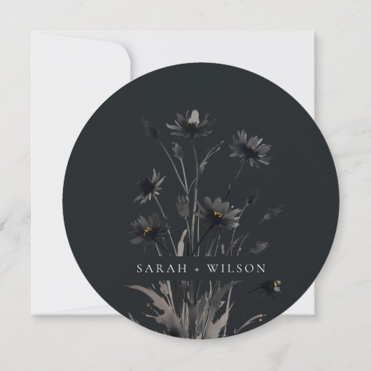 Invitation Boho Fleur sauvage Black Fall Wreath Couples Douch (Dos)