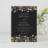 Invitation Boho Fleur sauvage Black Garden Mariage (Debout devant)