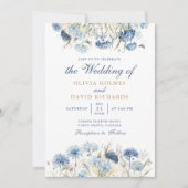 Invitation Boho Fleur sauvage bleu français Meadow Wedding In (Devant)