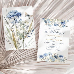 Invitation Boho Fleur sauvage bleu français Meadow Wedding In