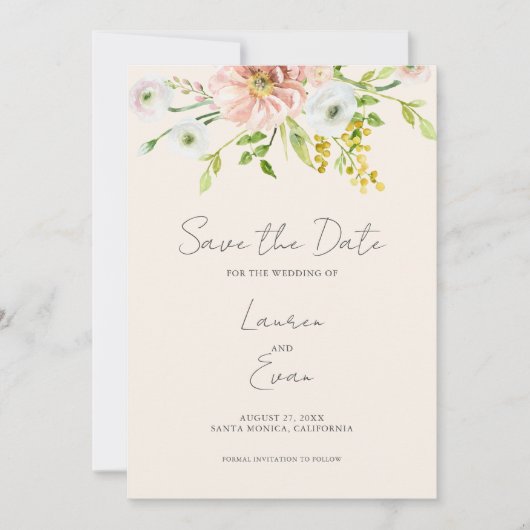 Invitation Boho fleur sauvage Boho Beige Botanical Enregistre (Devant)