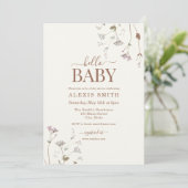 Invitation Boho Fleur sauvage botanique Baby shower floral (Debout devant)