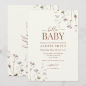Invitation Boho Fleur sauvage botanique Baby shower floral (Devant / Derrière)