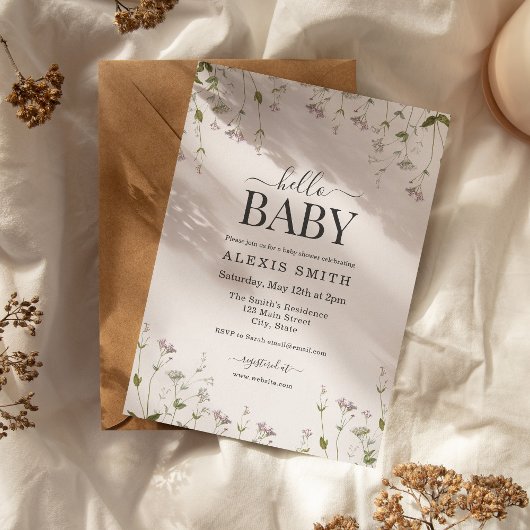 Invitation Boho Fleur sauvage botanique Baby shower floral