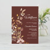 Invitation Boho Fleur sauvage Bourgogne Baby shower (Debout devant)