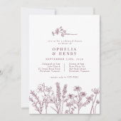 Invitation Boho Fleur sauvage Bourgogne Mariage Dîner de répé (Devant)