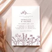 Invitation Boho Fleur sauvage Bourgogne Mariage Dîner de répé