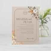 Invitation Boho Fleur sauvage Brown Mariage photo (Debout devant)