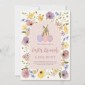 Invitation Boho Fleur sauvage Brunch de Pâques et chasse aux (Devant)
