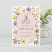 Invitation Boho Fleur sauvage Brunch de Pâques et chasse aux (Debout devant)