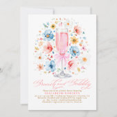 Invitation Boho Fleur sauvage Brunch et Bubbly Fête des marié (Devant)